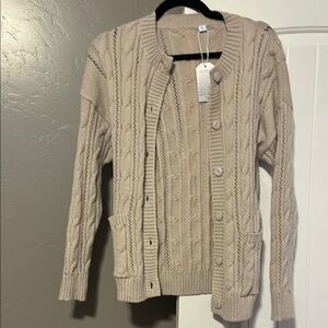 Cable Knit Beige Cardigan
